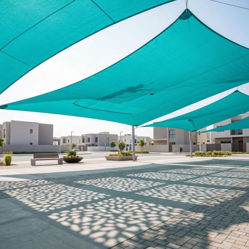 Shade Sail 100% Virgin HDPE UV Blok keçirici Mesh Tente